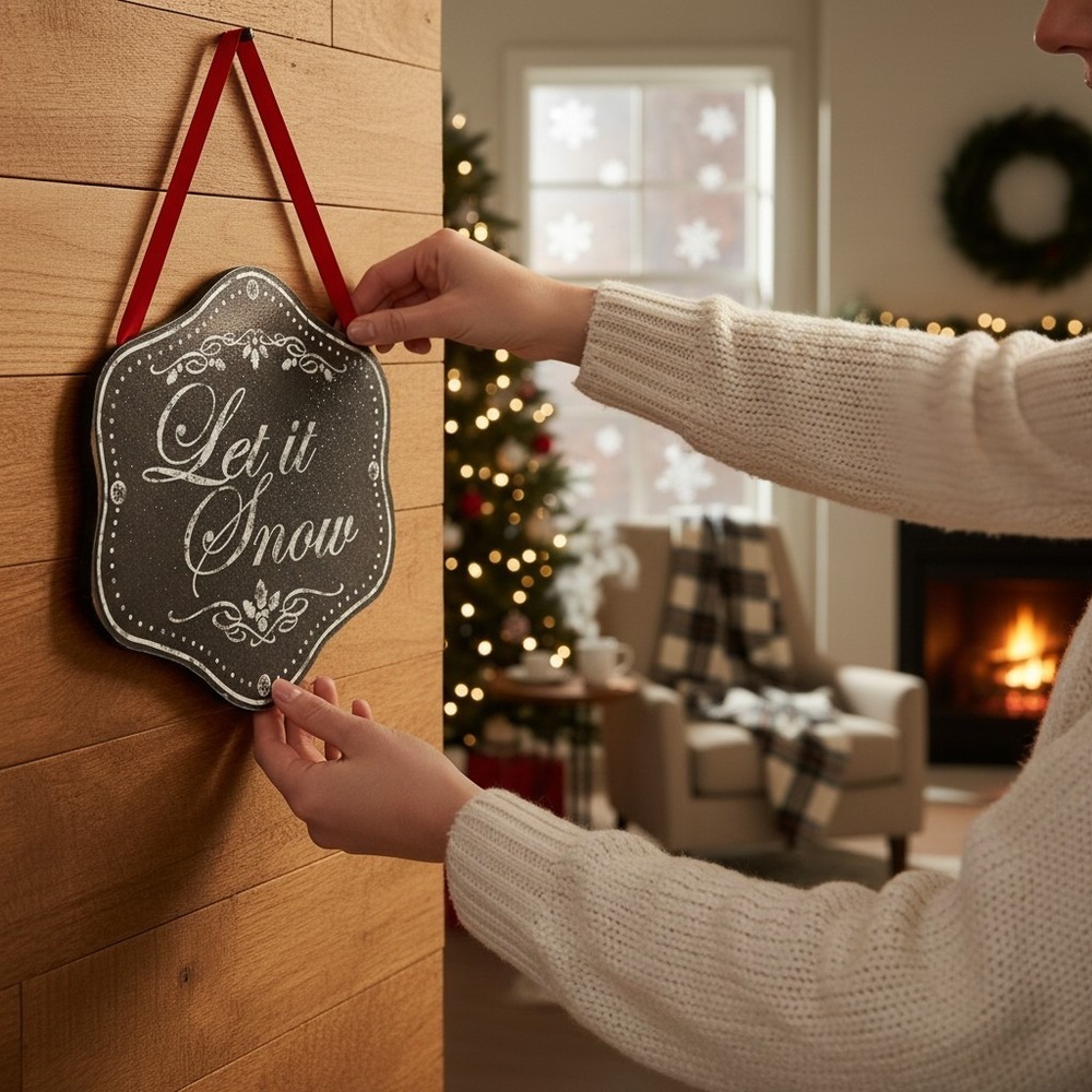 Kurt S. Adler Let it Snow Sign Black Excellent Rustic Christmas Decor